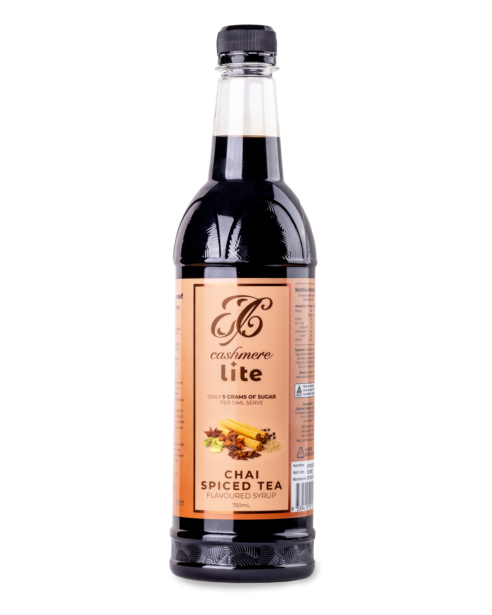 Cashmere Lite Chai Spiced Tea Flavoured Syrup
