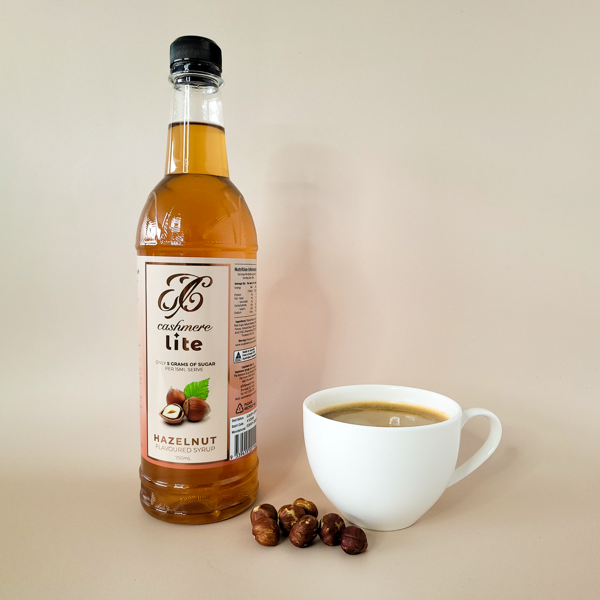 Cashmere Lite Hazelnut Flavoured Syrup LOW SUGAR Cashmere Syrups